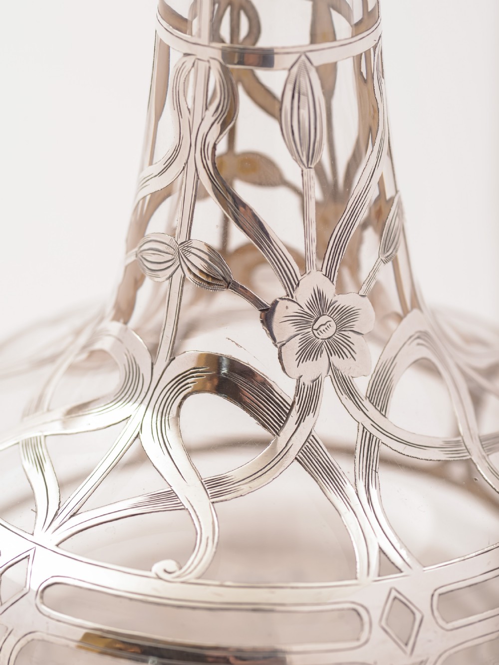 American Art Nouveau Silver Overlay Decanter, Circa 1900 View VI