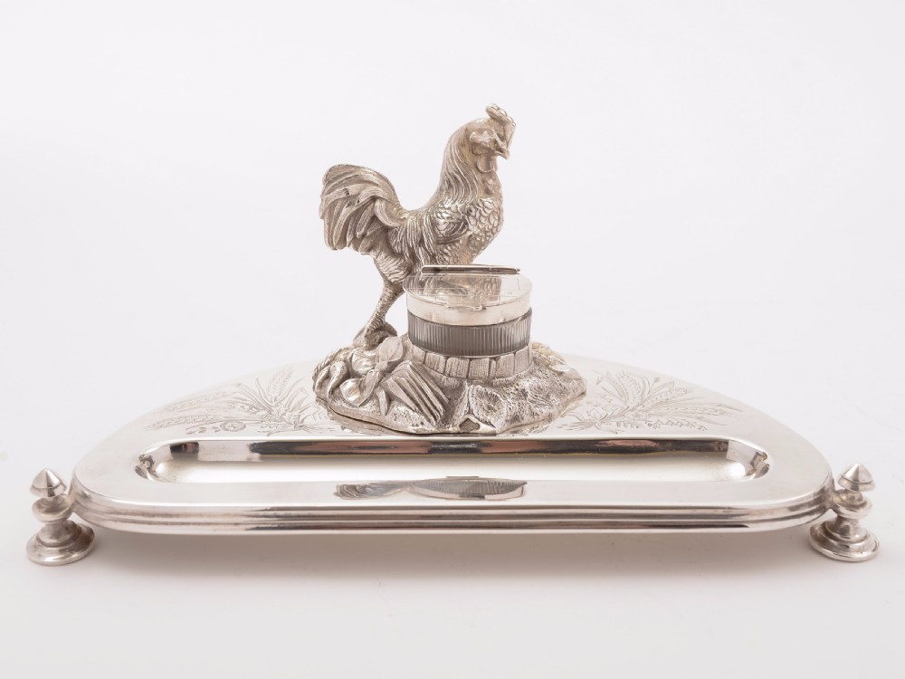 Victorian Novelty Silver Plated Ink Stand, Circa 1880 View II