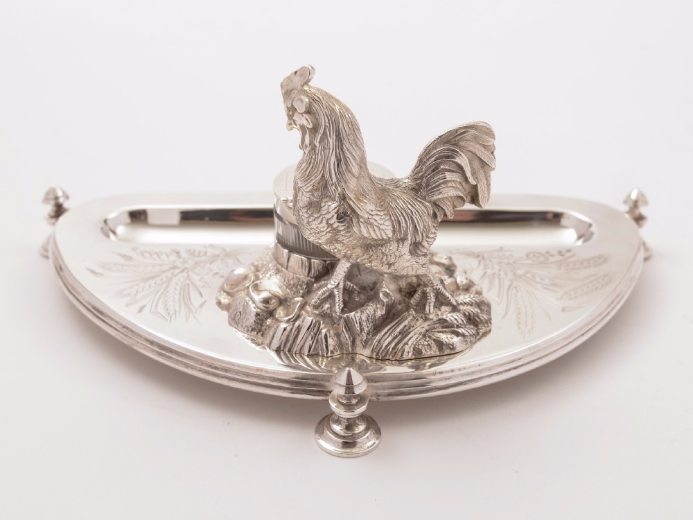 Victorian Novelty Silver Plated Ink Stand, Circa 1880 View III