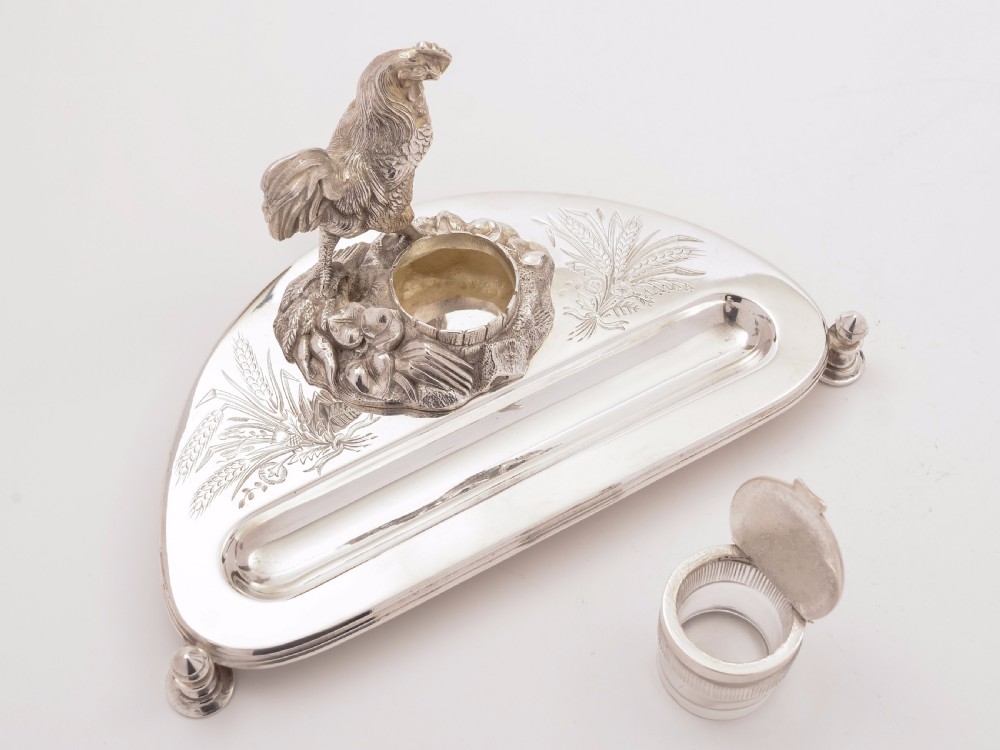 Victorian Novelty Silver Plated Ink Stand, Circa 1880 View IV