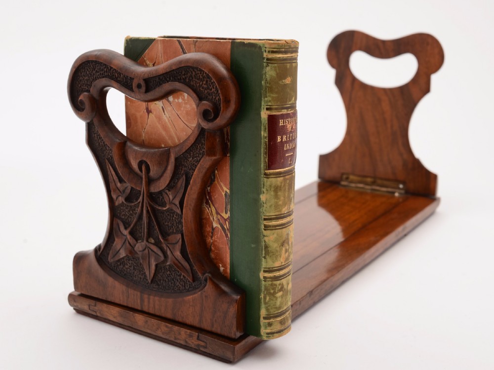 Victorian Carved Walnut Book Slide, Circa 1890 View II