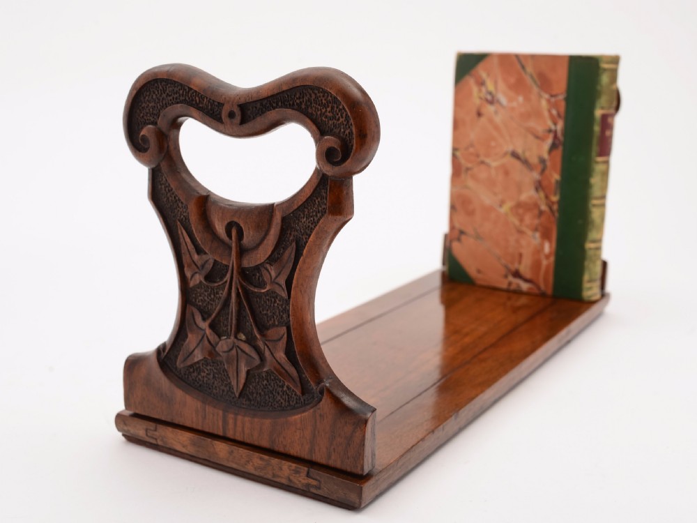 Victorian Carved Walnut Book Slide, Circa 1890 View III