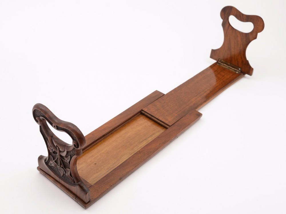 Victorian Carved Walnut Book Slide, Circa 1890 View IV