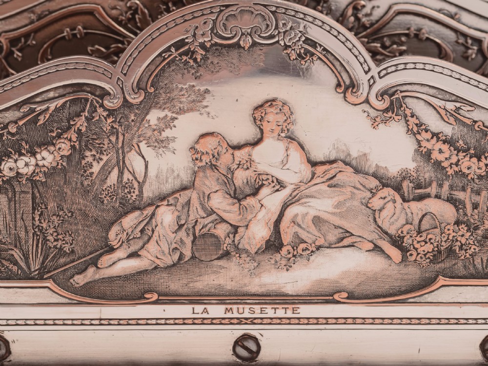 French Silver on Copper Letter Rack, Circa 1920 View IV