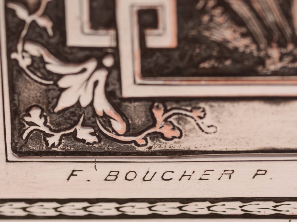 French Silver on Copper Letter Rack, Circa 1920 View V