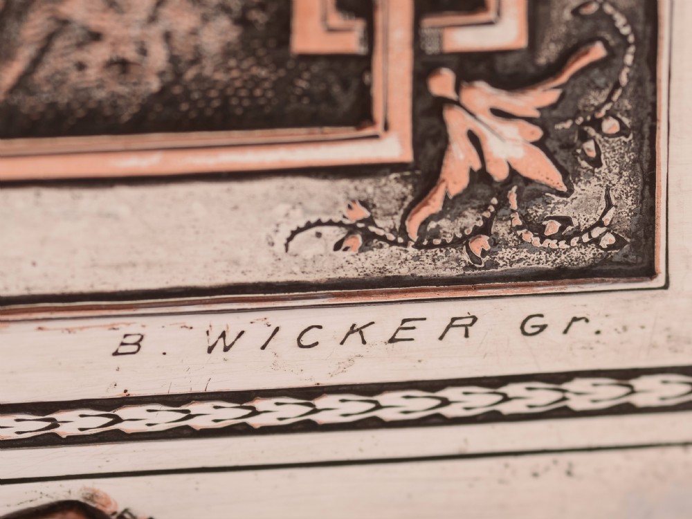 French Silver on Copper Letter Rack, Circa 1920 View VI