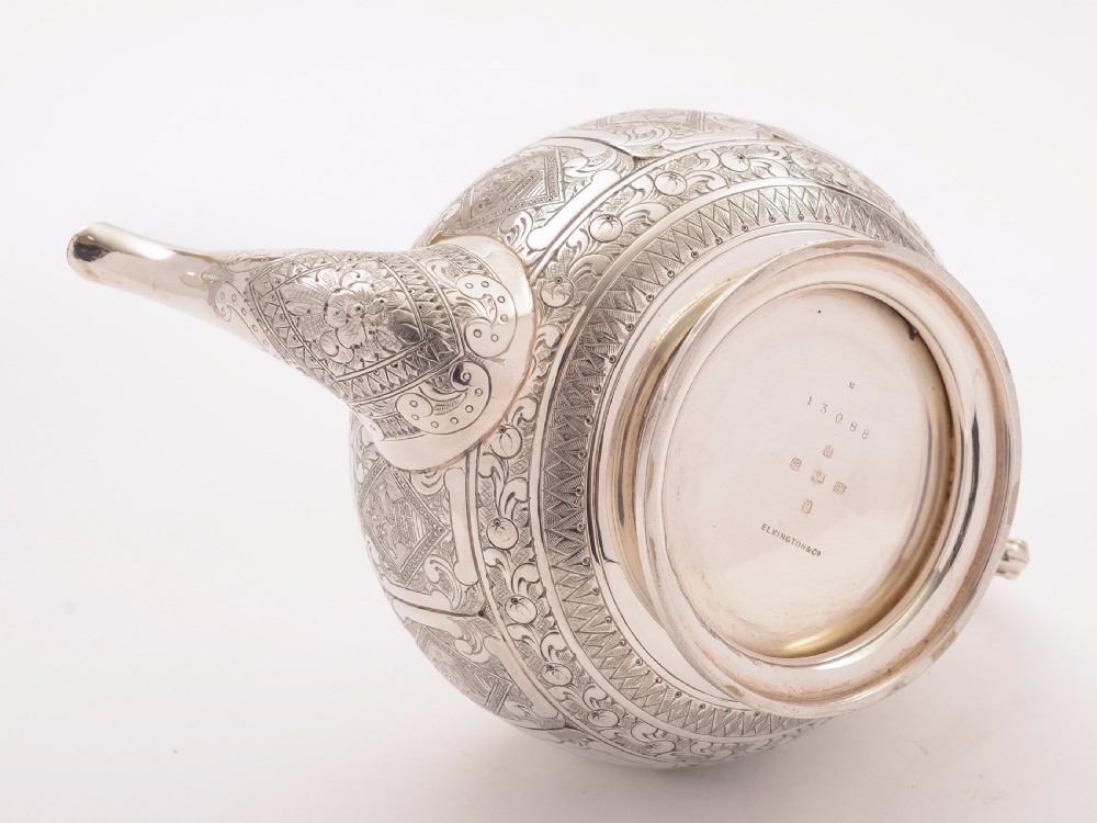 Victorian Silver Plated Elkington Tea Pot, 1876 View III