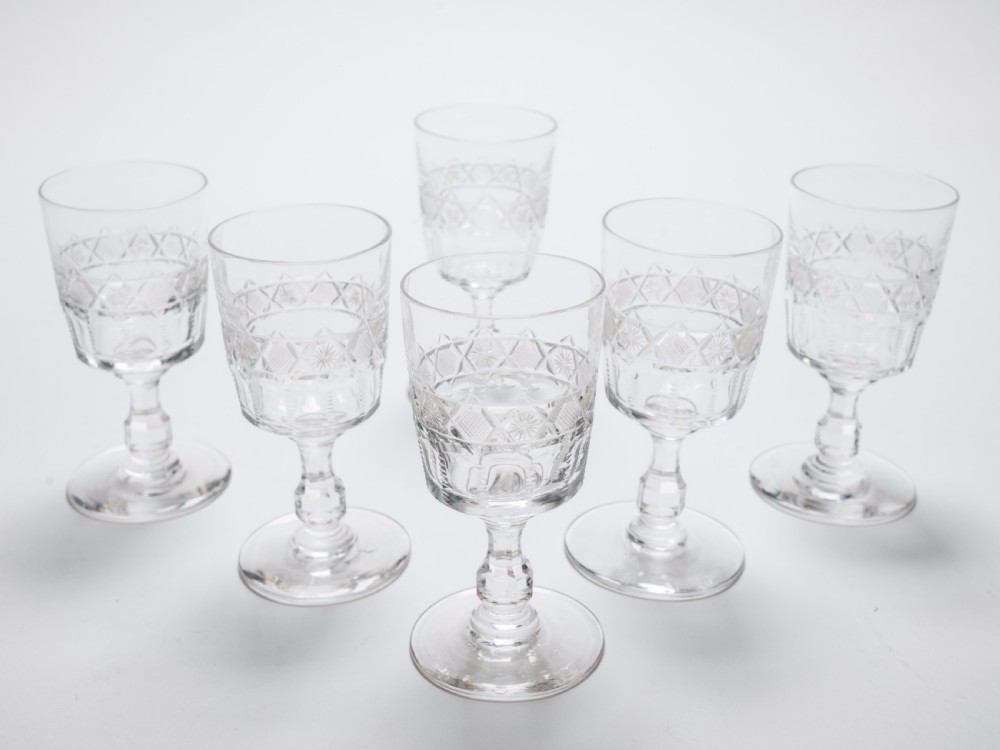 Edwardian Set of 6 Port Glasses, Circa 1905