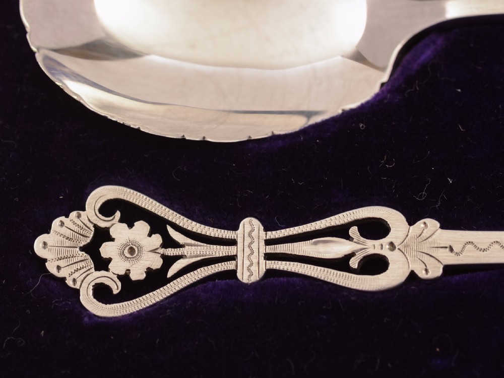 Cased Pair of Edwardian Silver Spoons, Sheffield 1907 View IV