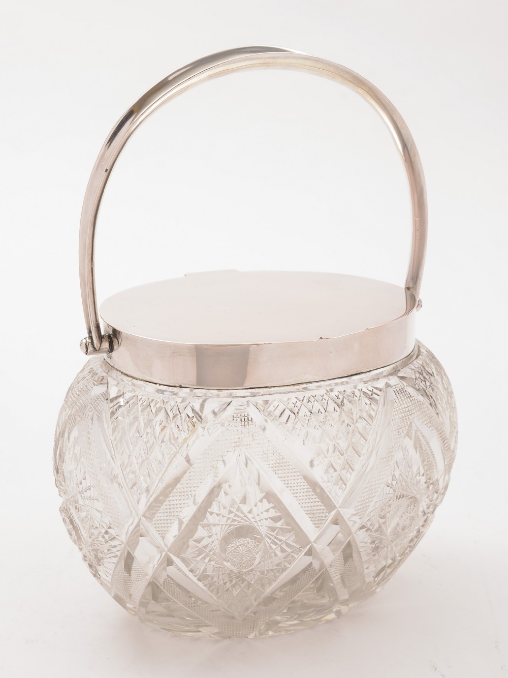 Continental Silver Topped Cut Glass Biscuit Box, Circa 1900