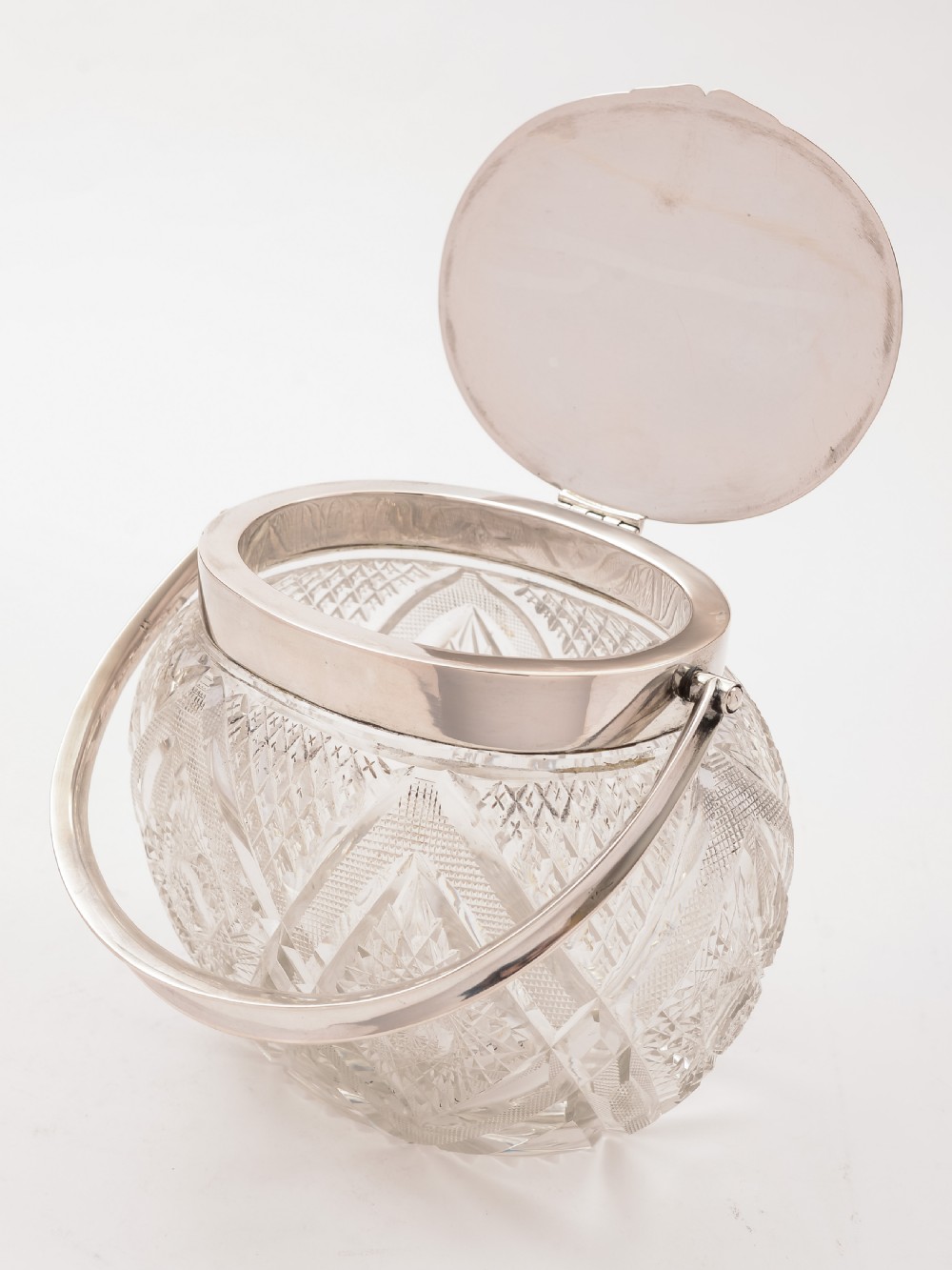 Continental Silver Topped Cut Glass Biscuit Box, Circa 1900 View II