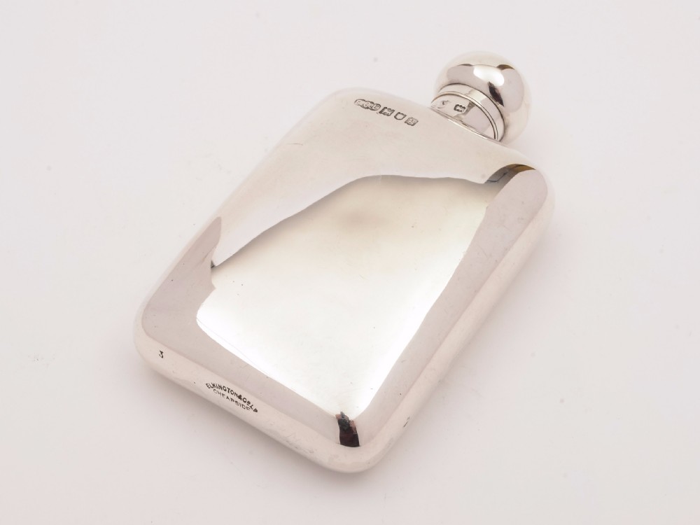Edwardian Elkington Silver Hip Flask, London 1902 View II