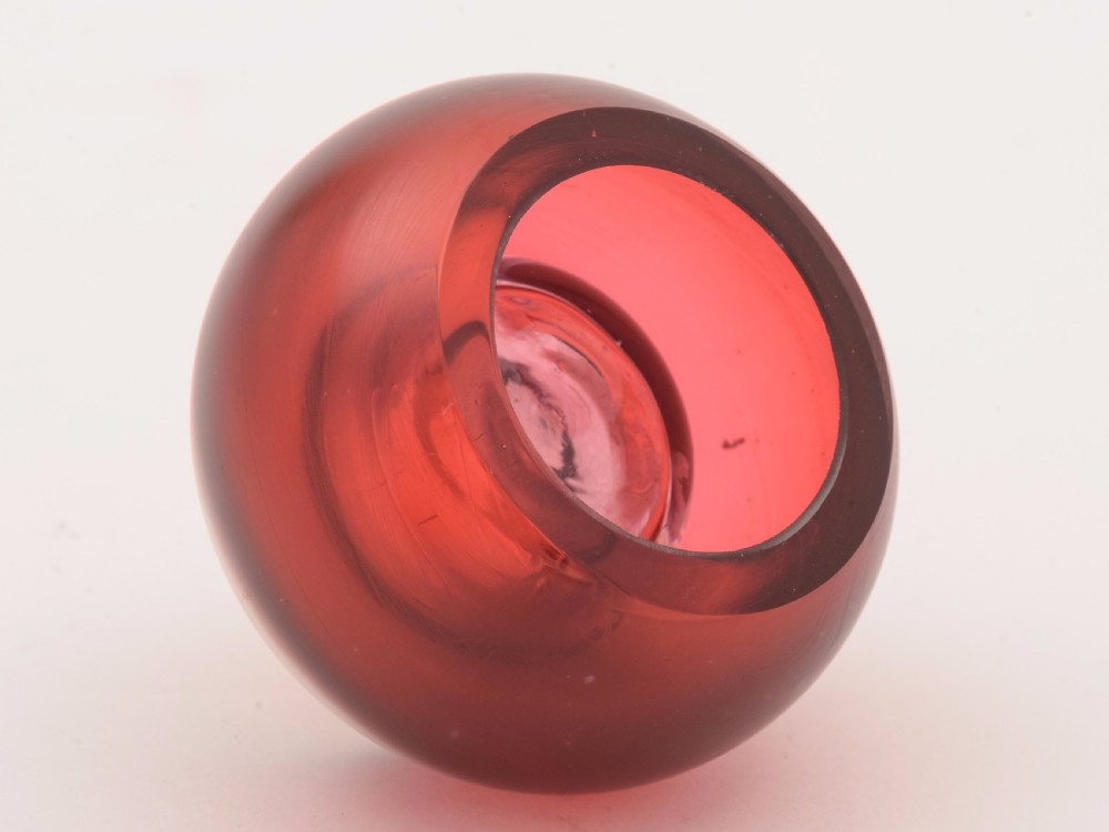 Silver Topped Cranberry Match Striker, Circa 1900 View III