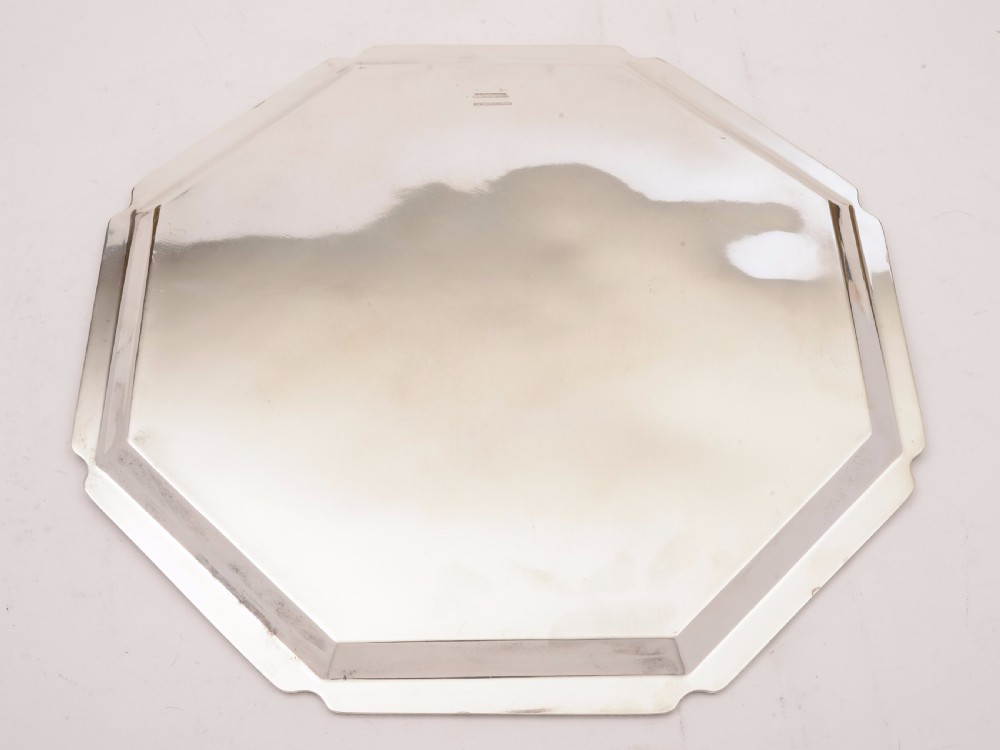 Art Deco Octagonal Silver Plated Tray, Circa 1930 View II
