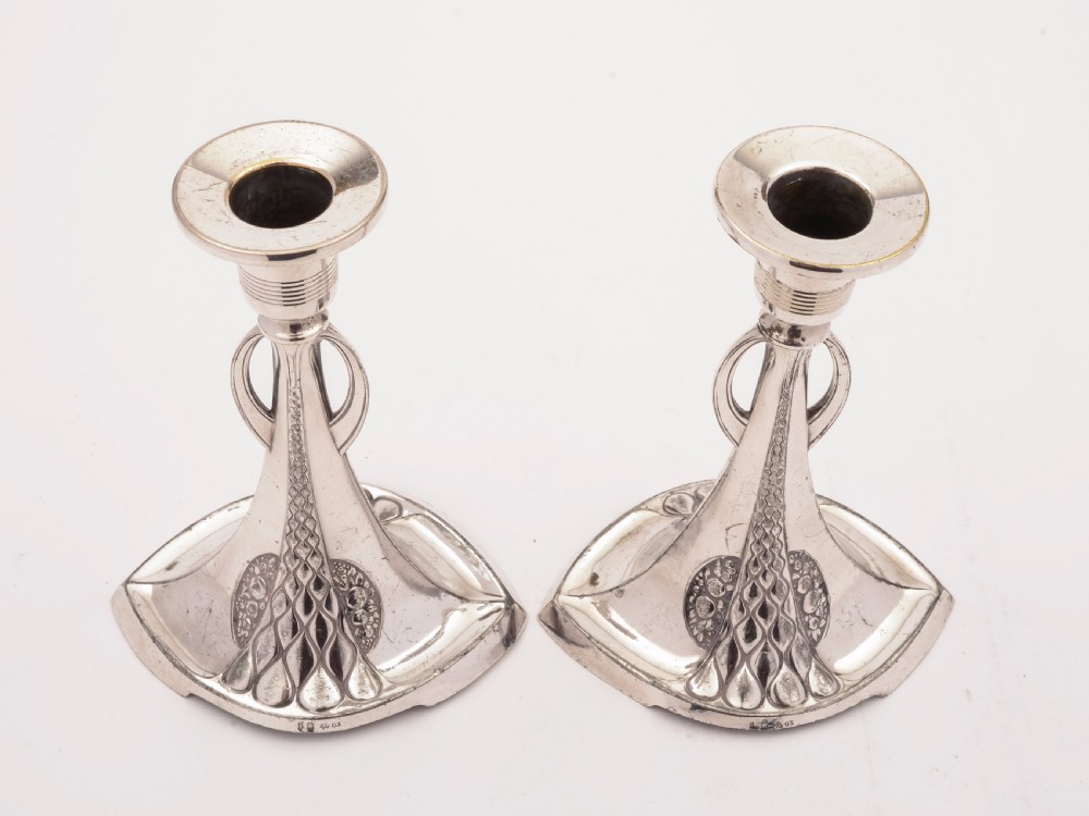 Pair of WMF Pewter Candlesticks, Circa 1900 View VI