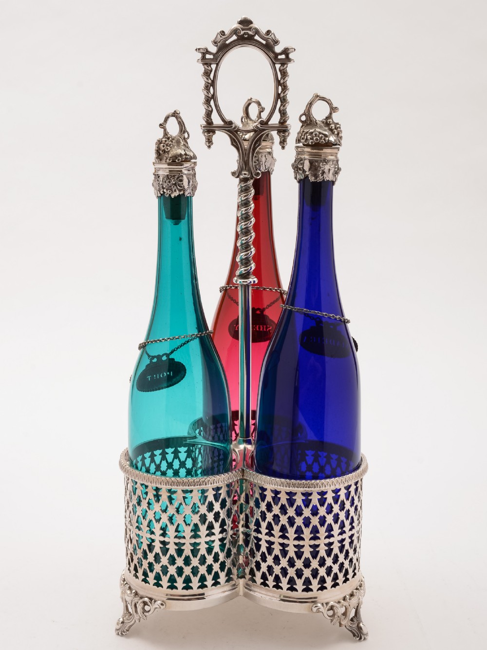 Victorian Three Bottle Decanter Stand, Circa 1870 View II