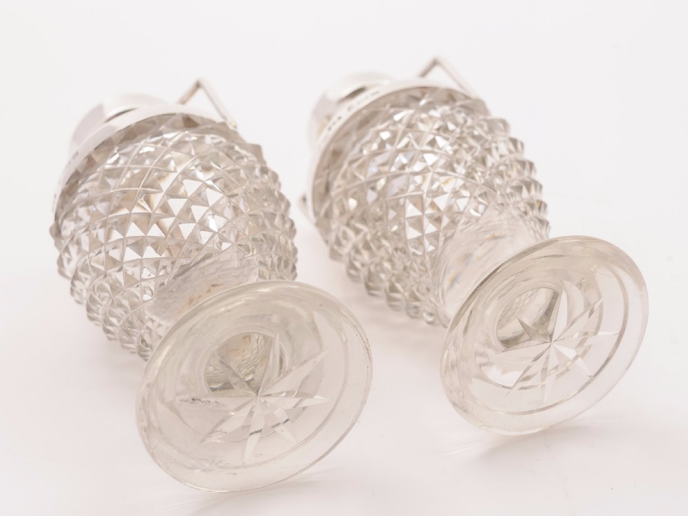 Pair of Cut Glass Silver Topped Vases, Birmingham 1900 View II