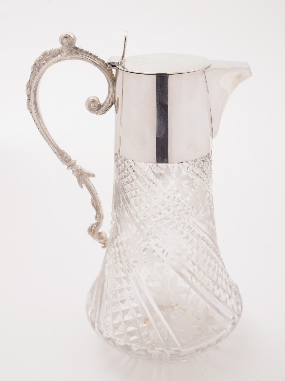 Victorian Etched and Cut Glass Claret Jug, Circa 1890