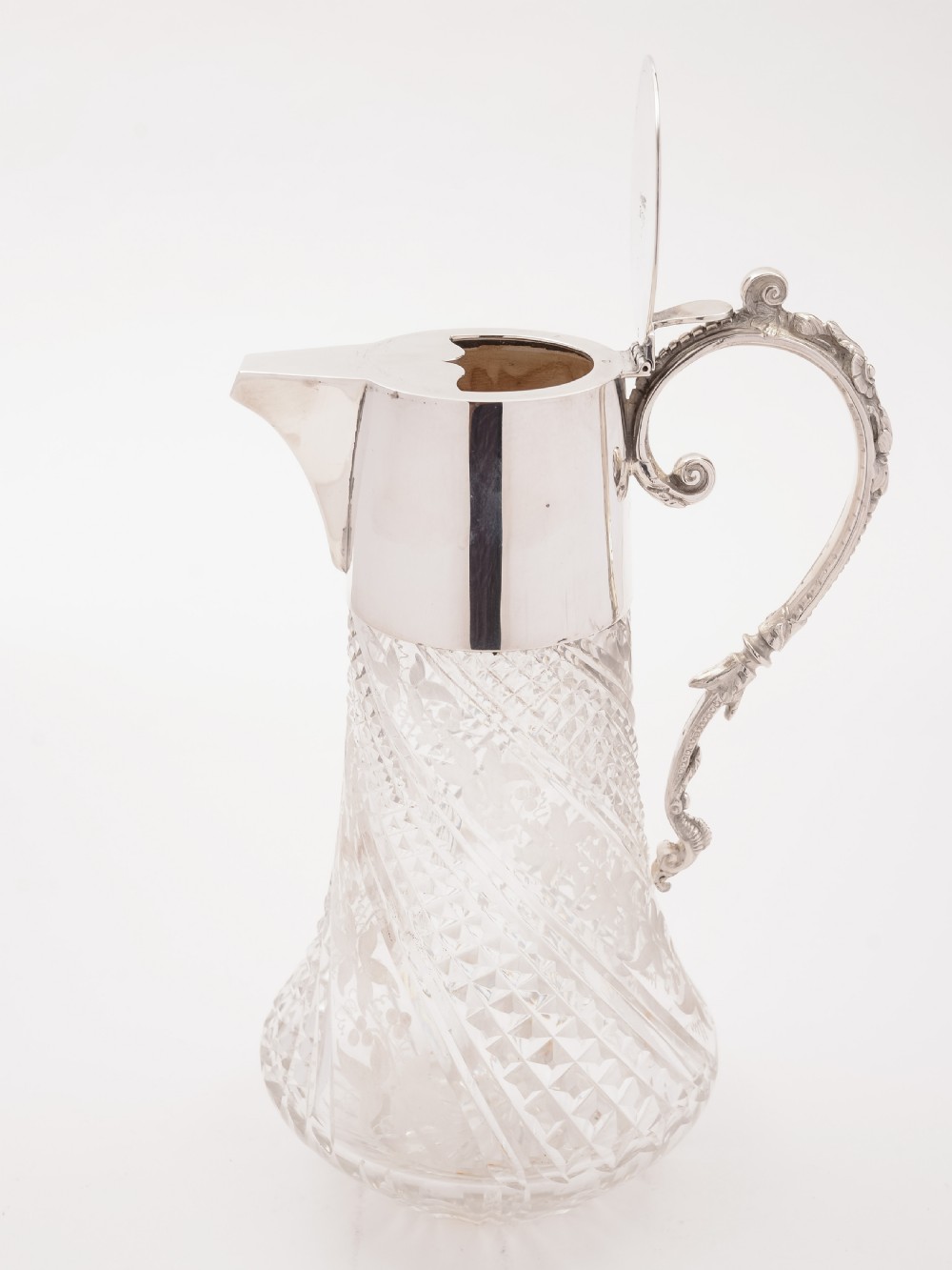 Victorian Etched and Cut Glass Claret Jug, Circa 1890 View II