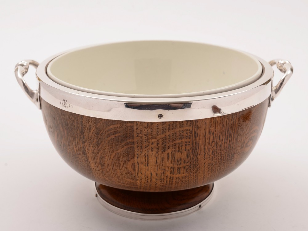Victorian Oak and Silver Plated Salad Bowl, Circa 1890 View III
