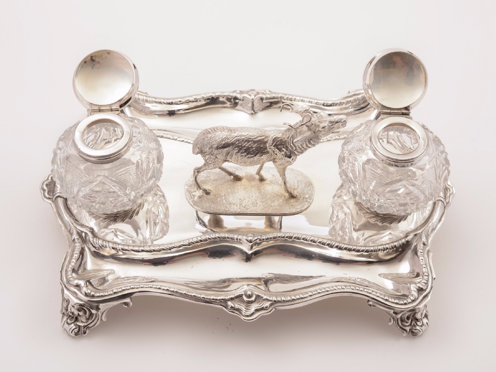 Victorian Stag Double Inkstand, Circa 1890 View IV