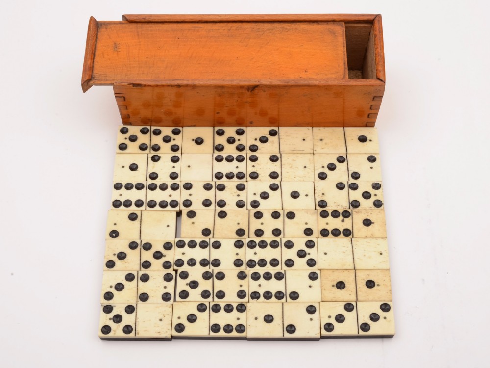 Edwardian Bone and Ebony Dominoes, Circa 1905