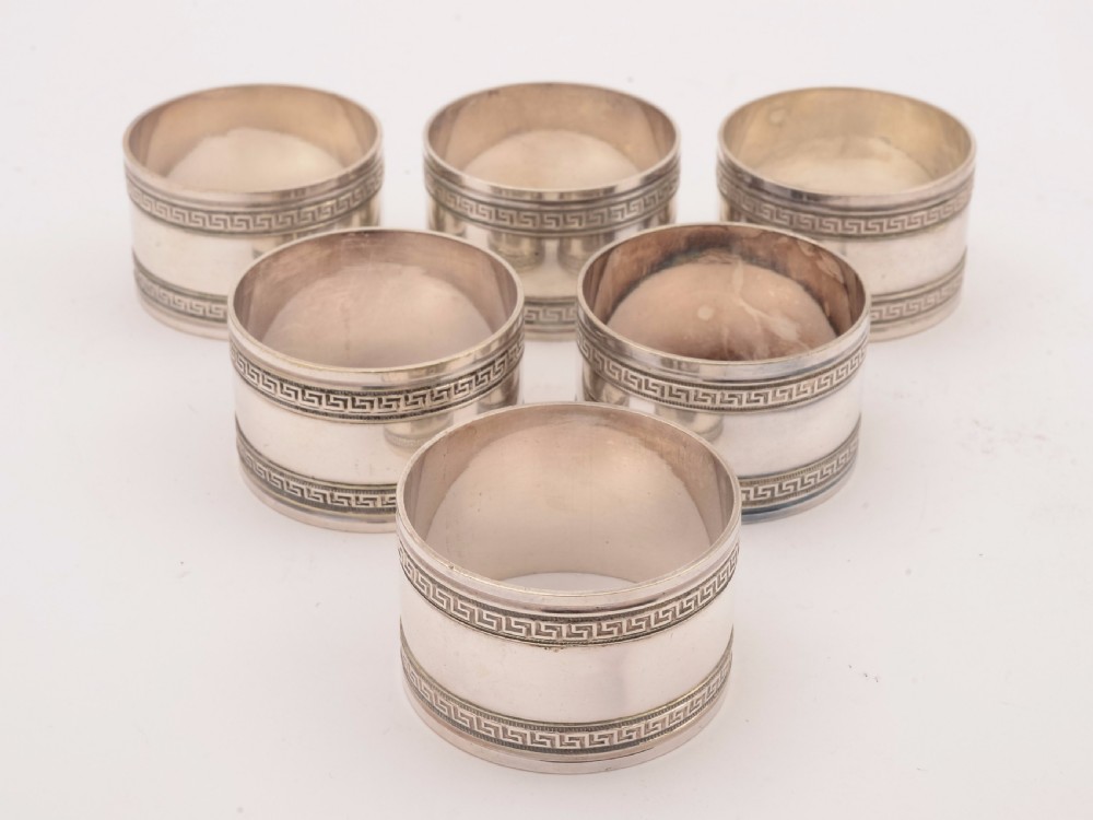 Cased Set of 6 Silver Plated Napkin Rings, Circa 1900 View III