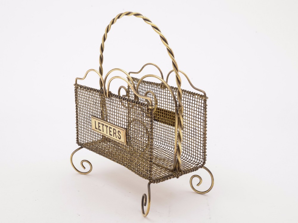 Victorian Brass Wire Work Letter Rack, Circa 1890 View II