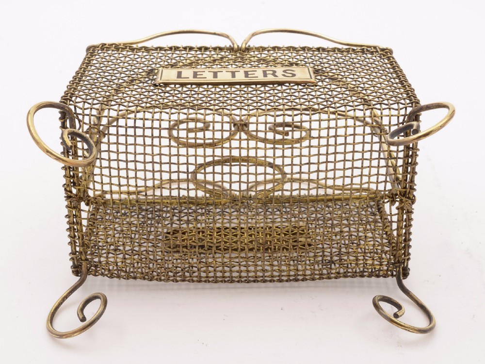 Victorian Brass Wire Work Letter Rack, Circa 1890 View IV