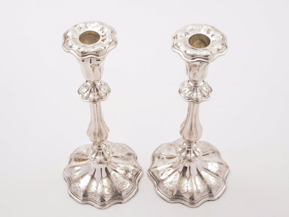 Pair of Victorian Silver Plated Candlesticks, Circa 1870 View III