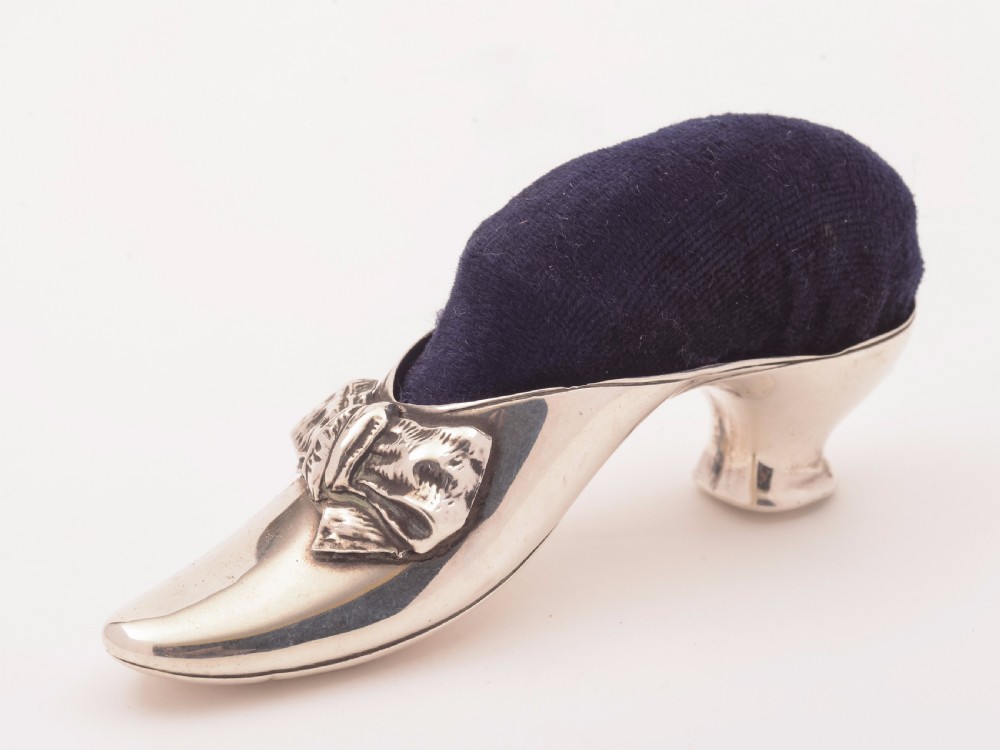 Victorian Silver Shoe-Shaped Pin Cushion, Birmingham 1891 View II