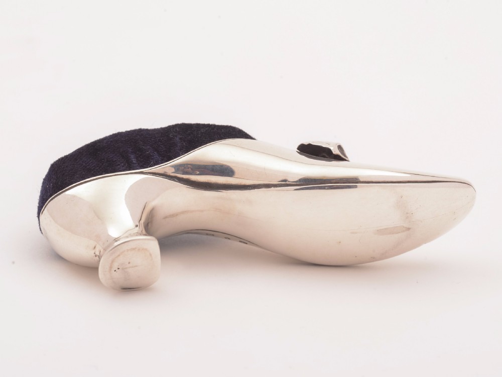 Victorian Silver Shoe-Shaped Pin Cushion, Birmingham 1891 View IV