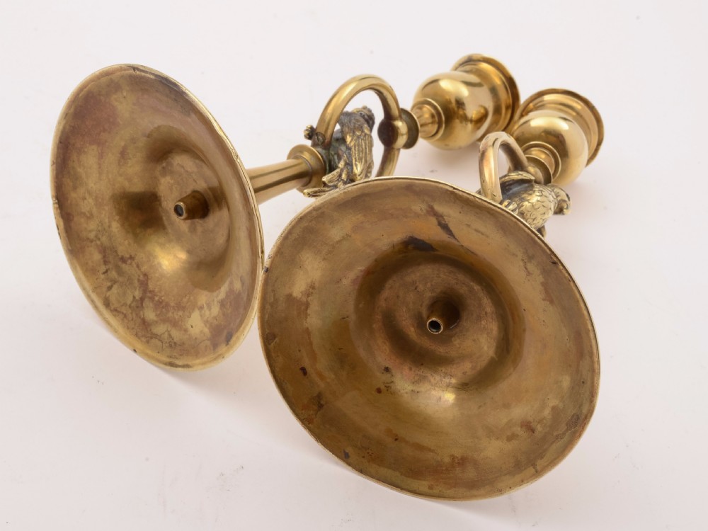 Pair of French Brass Parrot Candlesticks, Circa 1900 View V
