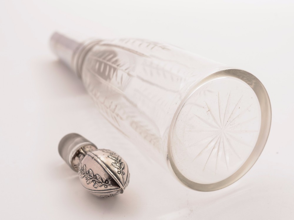 French Silver-Topped Liqueur Decanter, Circa 1900 View III