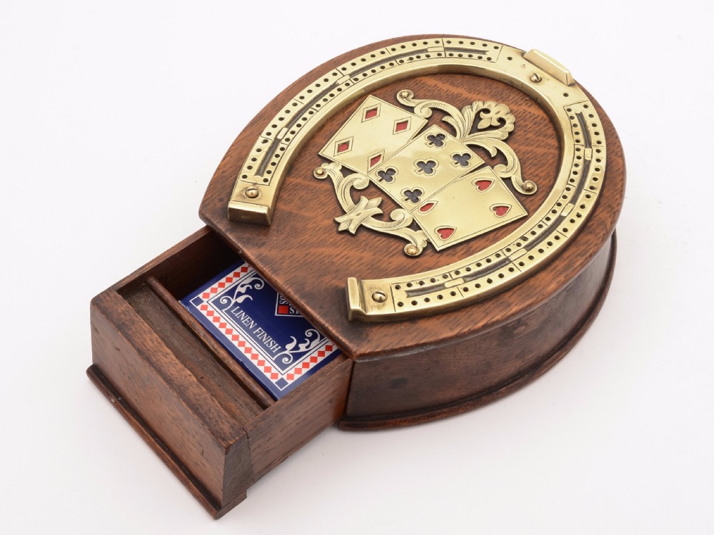 Victorian Oak and Brass Cribbage Board, Circa 1890 View II