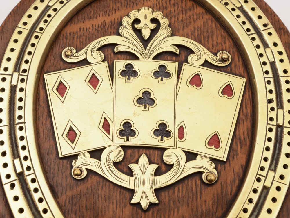 Victorian Oak and Brass Cribbage Board, Circa 1890 View IV