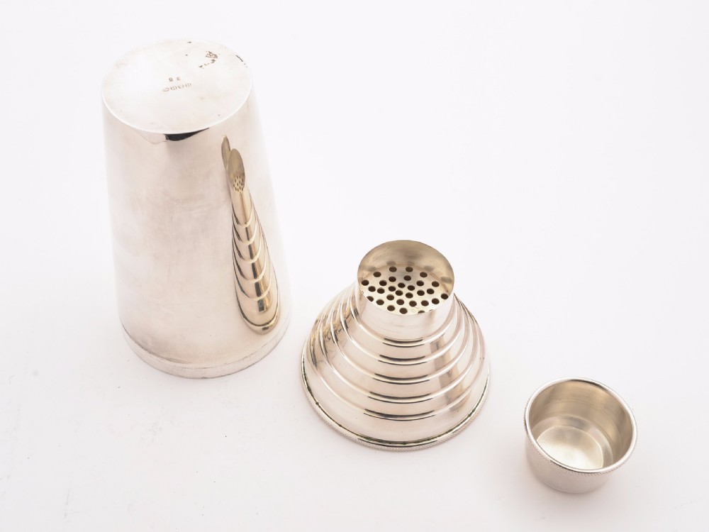 Art Deco Silver Plated Cocktail Shaker with Measure, Circa 1930 View III