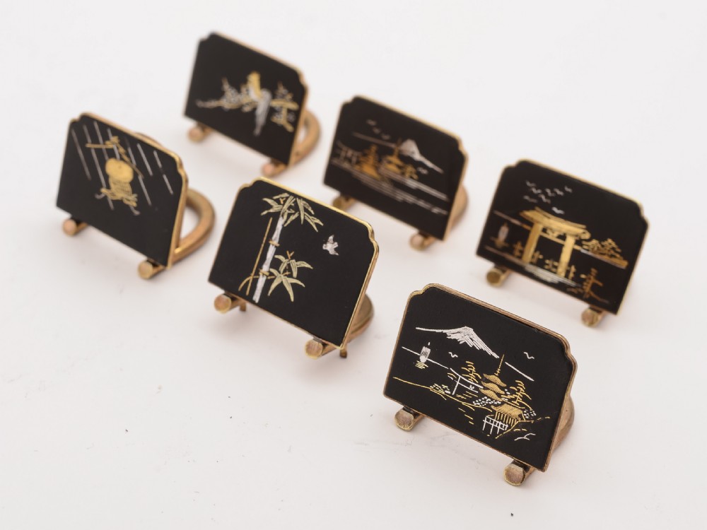 Set of 6 Japanese Komai-Style Menu Holders, Circa 1920