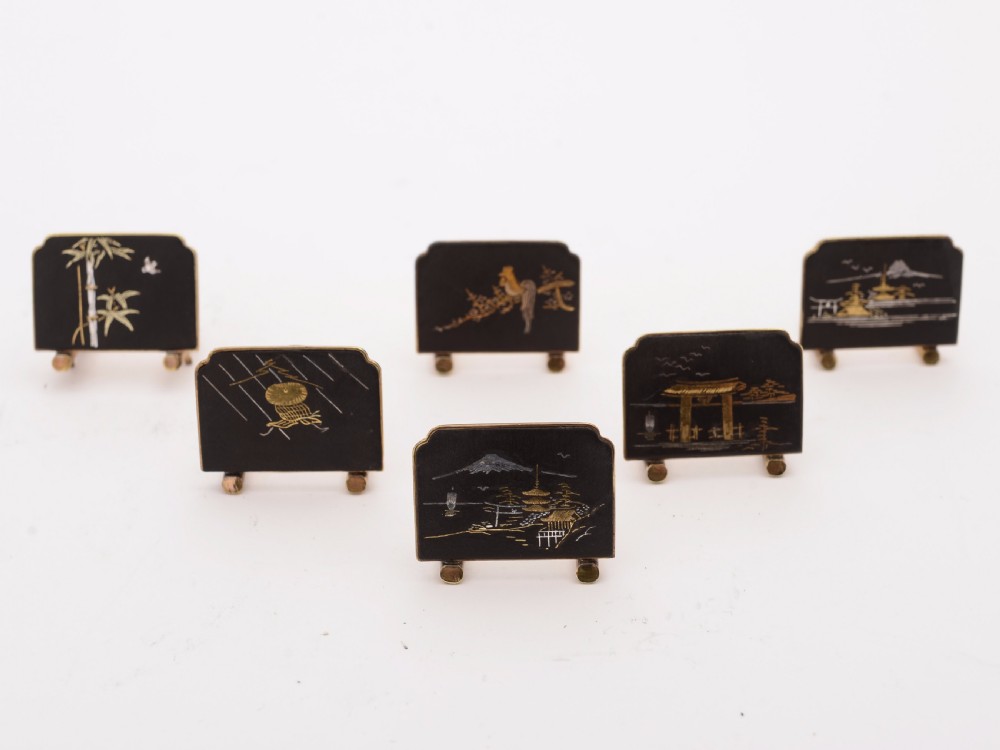 Set of 6 Japanese Komai-Style Menu Holders, Circa 1920 View II