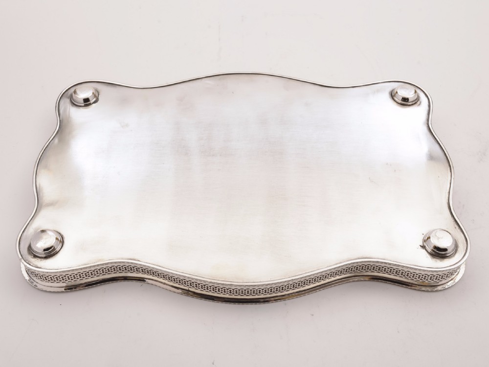 Oblong Silver Plated Gallery Drinks Tray, Circa 1920 View II