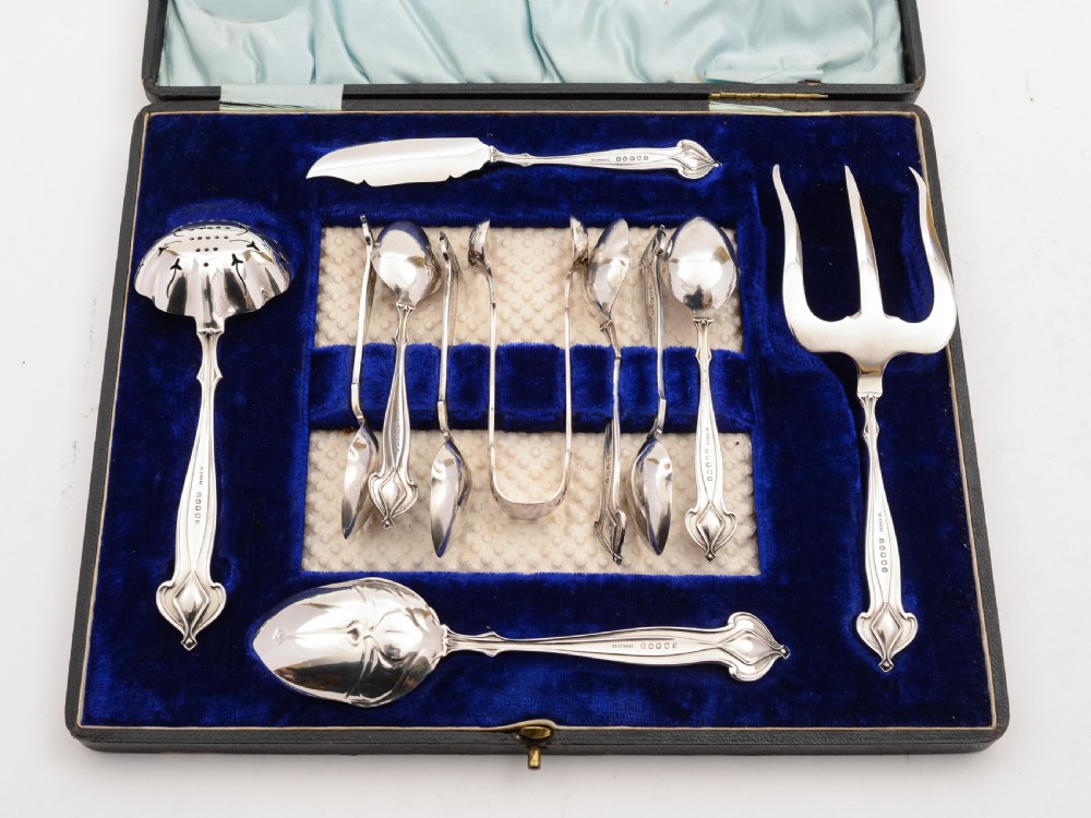 Art Nouveau Silver Plated Tea Cutlery Set, Circa 1900 View II