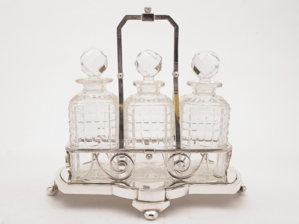 Victorian 3 Bottle Decanter Stand, Circa 1890 View IV