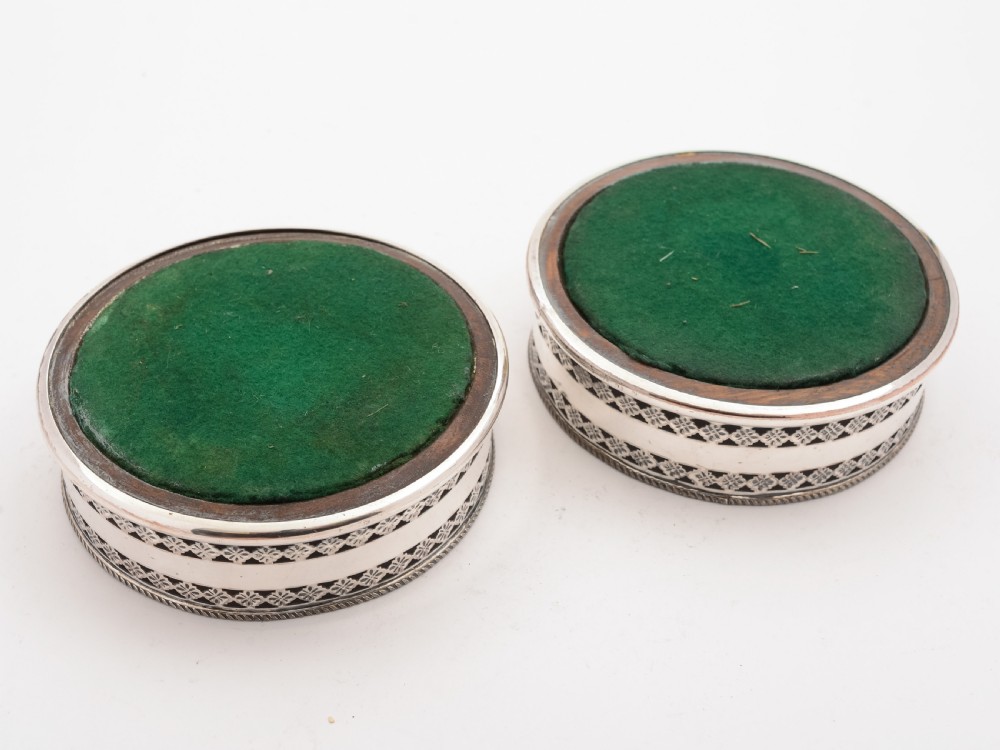 Pair of Edwardian Silver Plated Coasters, Circa 1905 View II