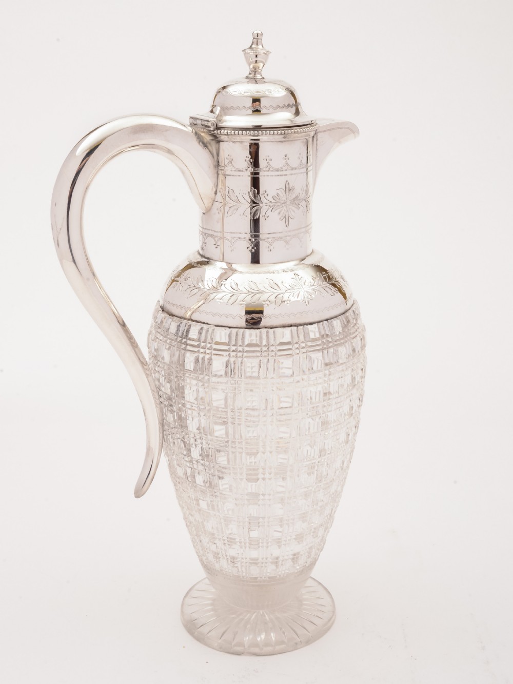 Victorian Cut Glass and Silver Plated Claret Jug, Circa 1880