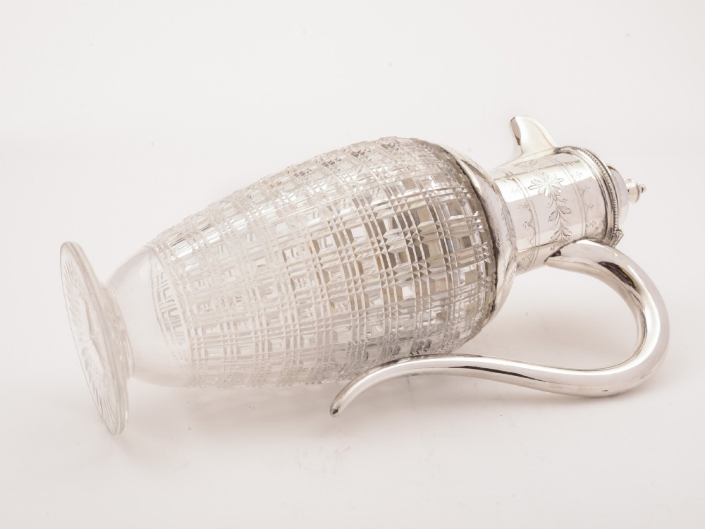 Victorian Cut Glass and Silver Plated Claret Jug, Circa 1880 View IV