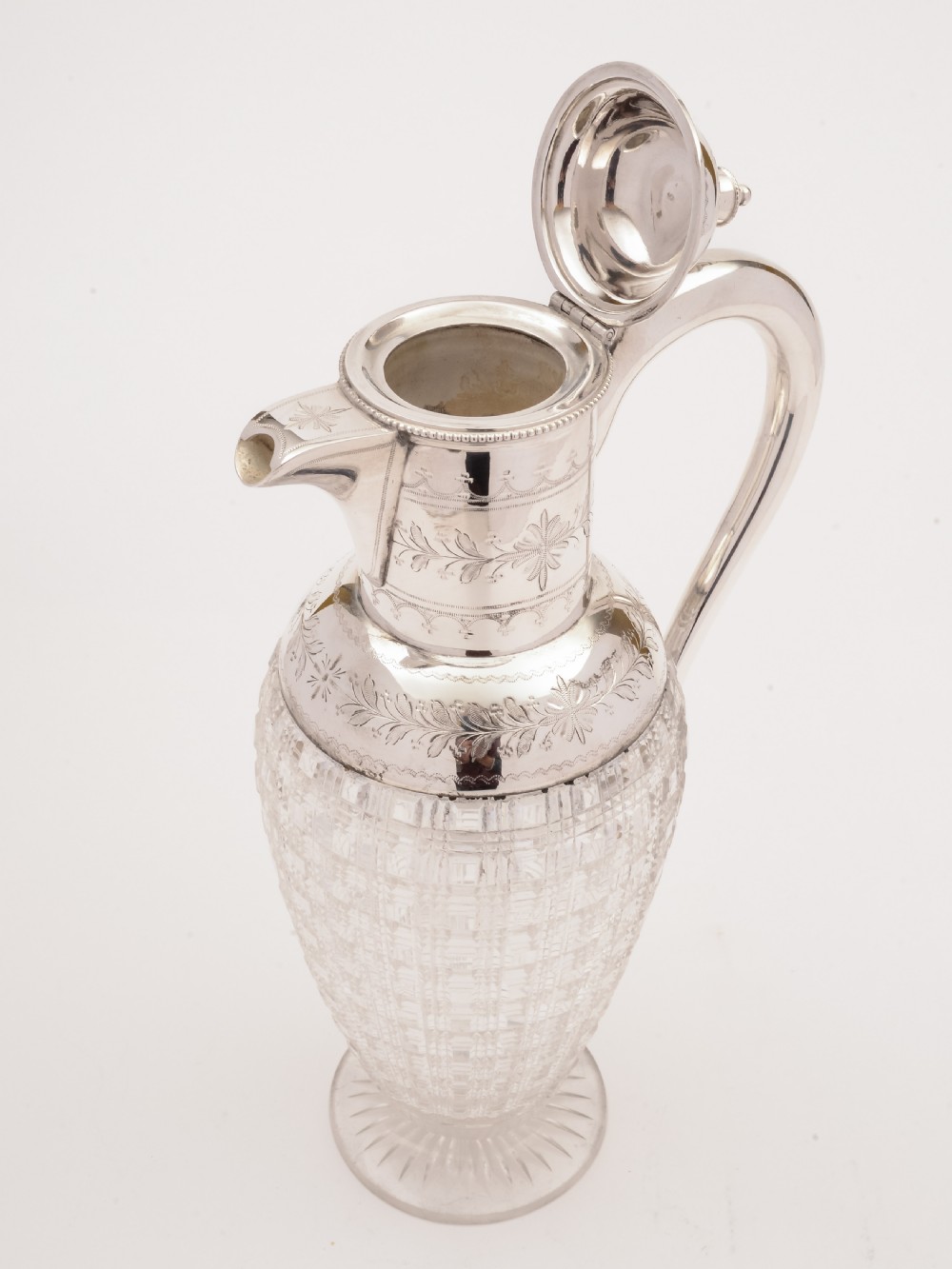 Victorian Cut Glass and Silver Plated Claret Jug, Circa 1880 View V