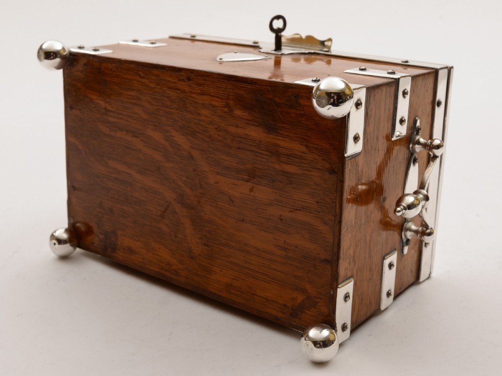 Victorian Oak and Silver Plated Tea Caddy, Circa 1880 View VI