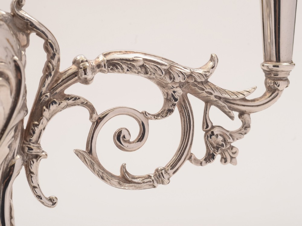 Silver Plated and Green Glass Eperne, Circa 1905 View VI