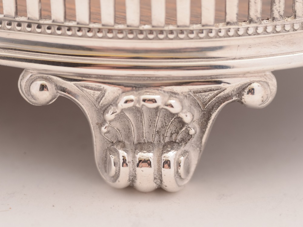 Small Oak and Silver Plated Card Gallery Tray, Circa 1890 View III