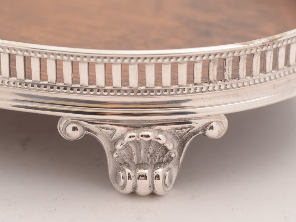 Small Oak and Silver Plated Card Gallery Tray, Circa 1890 View IV